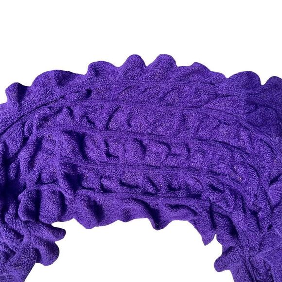 Purple Knitted Frilled Scarf  - Picture 3 of 3